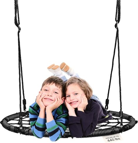 Playvibe Tree Swing - 40 بوصة أرجوحة الصحن للأطفال في الهواء الطلق - شماعات قرص مستديرة مع سعة وزن 900 رطل ، 900D الأشرطة المقاومة للماء في أكسفورد (متعدد الألوان) in Saudi Arabia