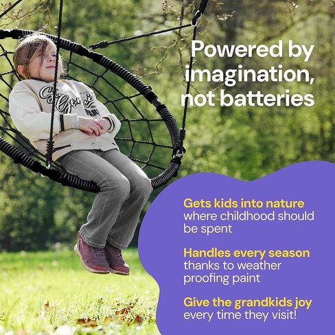 Playvibe Tree Swing - 40 بوصة أرجوحة الصحن للأطفال في الهواء الطلق - شماعات قرص مستديرة مع سعة وزن 900 رطل ، 900D الأشرطة المقاومة للماء في أكسفورد (متعدد الألوان) in Saudi Arabia