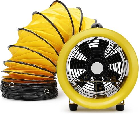 8 Inch Utility Blower Fan, 3300 RPM High-Speed Ventilation Fan with 16.4 FT PVC Duct Hose, CE & IP44 Waterproof Rated, Industrial Portable Air Blower Ventilator for Basements, Tunnels, Factories in Saudi Arabia