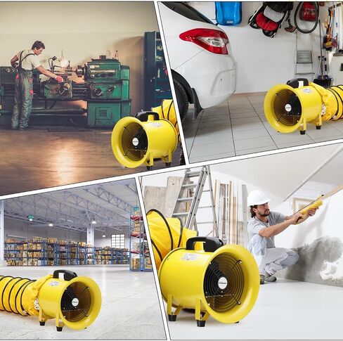 8 Inch Utility Blower Fan, 3300 RPM High-Speed Ventilation Fan with 16.4 FT PVC Duct Hose, CE & IP44 Waterproof Rated, Industrial Portable Air Blower Ventilator for Basements, Tunnels, Factories in Saudi Arabia