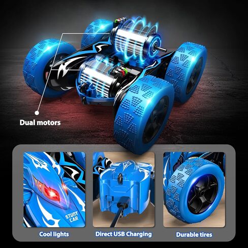 سيارة التحكم عن بُعد ، سيارات RC لـ 4 5 6 7 8 9 10 11 12 سنة صبي مزدوج الجانبين 360 ° Flip 4WD RECHARGELISE RC RACAL CAR BOYS GIFTS عيد ميلاد هدايا تخزين Chritmas للأطفال من العمر 4-12 in Saudi Arabia
