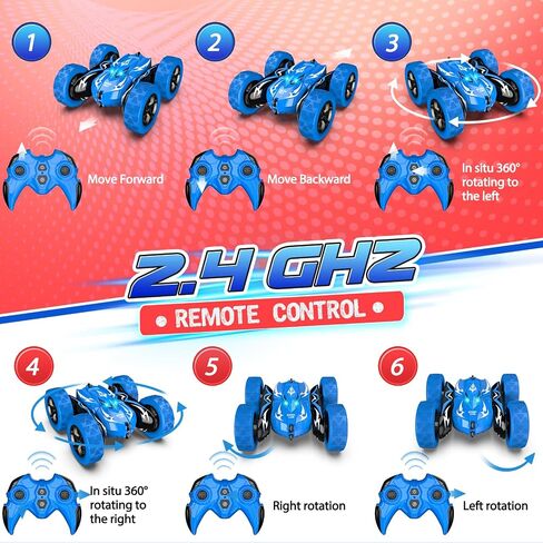 سيارة التحكم عن بُعد ، سيارات RC لـ 4 5 6 7 8 9 10 11 12 سنة صبي مزدوج الجانبين 360 ° Flip 4WD RECHARGELISE RC RACAL CAR BOYS GIFTS عيد ميلاد هدايا تخزين Chritmas للأطفال من العمر 4-12 in Saudi Arabia