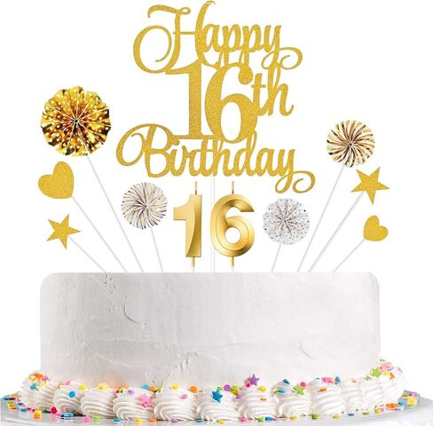 18th Birthday Cake Decorations, 18th Birthday Candles Cake Numeral Candles and Glitter Happy 18th Birthday Cake Toppers Set for Birthday Party Supplies (pink) in Kuwait