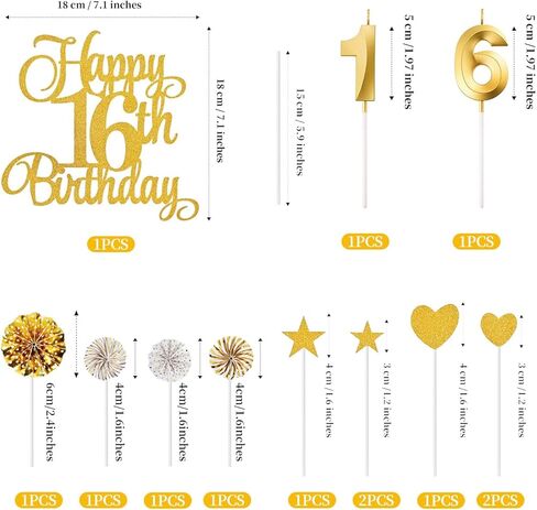 18th Birthday Cake Decorations, 18th Birthday Candles Cake Numeral Candles and Glitter Happy 18th Birthday Cake Toppers Set for Birthday Party Supplies (pink) in Kuwait