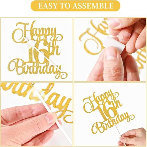 18th Birthday Cake Decorations, 18th Birthday Candles Cake Numeral Candles and Glitter Happy 18th Birthday Cake Toppers Set for Birthday Party Supplies (pink) in Kuwait