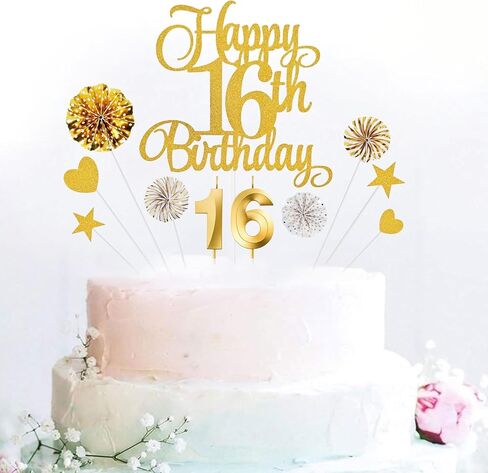 18th Birthday Cake Decorations, 18th Birthday Candles Cake Numeral Candles and Glitter Happy 18th Birthday Cake Toppers Set for Birthday Party Supplies (pink) in Kuwait