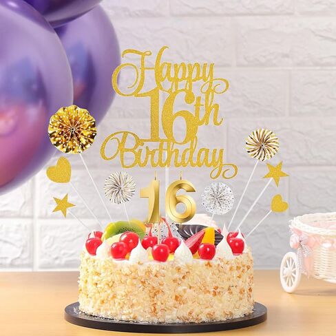 18th Birthday Cake Decorations, 18th Birthday Candles Cake Numeral Candles and Glitter Happy 18th Birthday Cake Toppers Set for Birthday Party Supplies (pink) in Kuwait