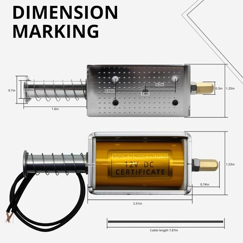 Push Pull Solenoid, DC12V Electric Magnet, 35mm Stroke, Electromagnet with Wired Connection, High Performance Linear Actuator for DIY Projects and Automation（Wiring Connecting） in Kuwait
