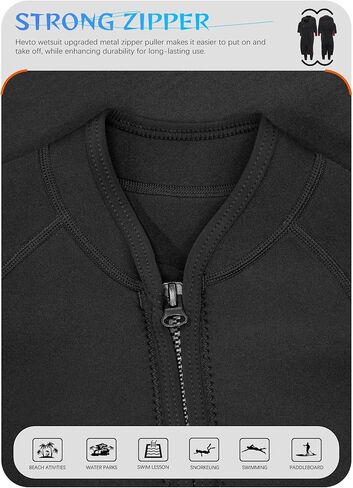 Hevto Kids Wetsuit for Boys Girls Toddler Youth 3/2mm Neoprene Shorty Full Wet Suits Front Zip in Cold Water for Swimming in Kuwait