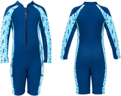 Kids Wetsuit for Boys Girls 2.5mm Front Zipper Shorty Wet Suits Long-Sleeve Neoprene One-Piece Swimsuit for Diving Surfing Swimming in Saudi Arabia