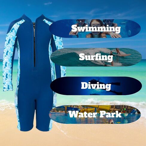 Kids Wetsuit for Boys Girls 2.5mm Front Zipper Shorty Wet Suits Long-Sleeve Neoprene One-Piece Swimsuit for Diving Surfing Swimming in Saudi Arabia