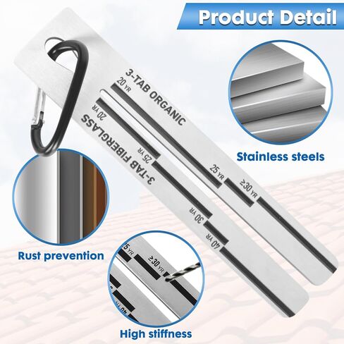 4/09 Shingle Gauge, 2 Pack Measuring Tool for Roof Shingle, Roof Pitch Gauge with Carabiner Shingle Gauge Roofing for Measuring The Thickness of Roof Tiles in Saudi Arabia