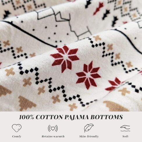 Vulcanodon Mens 100% Cotton Pajama Pants Fleece Plaid Bottoms with Pockets and Button Fly in Kuwait