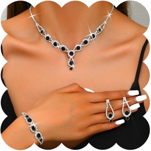 JEWEKY Blue Jewelry Sets Rhinestone Bridal Wedding Necklace Set for Women in Saudi Arabia