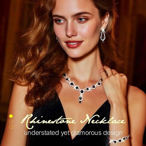 JEWEKY Blue Jewelry Sets Rhinestone Bridal Wedding Necklace Set for Women in Saudi Arabia