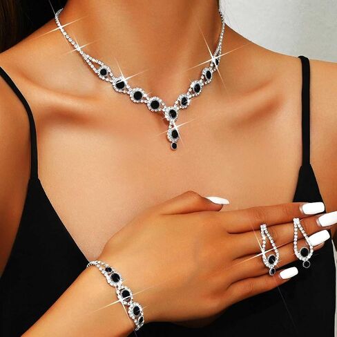 JEWEKY Blue Jewelry Sets Rhinestone Bridal Wedding Necklace Set for Women in Saudi Arabia