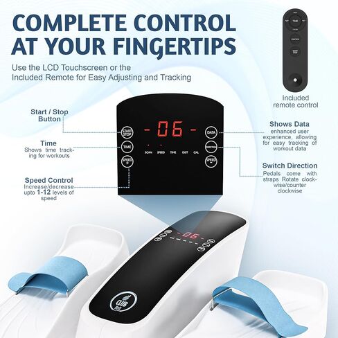 Under Desk Elliptical Machine – Electric Seated Pedal Exerciser for Seniors & Adults, Compact Quiet Ellipse Leg Exerciser with Remote, LCD, Foot Pedals – Home Office Workout Equipment in Saudi Arabia