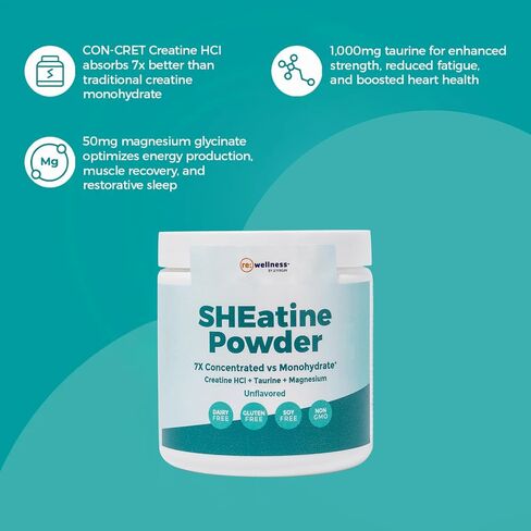 Reignite Wellness by JJ Virgin | SHEatine Powder | Creatine Trifecta for Powerful Aging | Creatine HCL, Taurine & Magnesium Glycinate | Orange Flavor 60 Servings in Kuwait