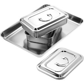 QWORK Medical Tray, 1 Pcs Stainless Steel Surgical Tray & 2 Pcs Instrument Tray Organizer Holder, 15 3/4" × 11-13/16"×1" + 9.5" x 6.3" x 2" in Saudi Arabia