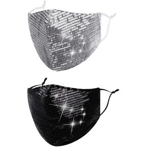 2 PCS Sequin Face Mask مع جيب المرشح ، حلقات الأذن القابلة للتعديل ، قناع تنكر للنساء in Kuwait