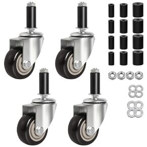 3 Inch Caster Wheels for Prep Table, Expanding Stem Casters with Dual Brake, Fit 7/8" to 1-5/8" Tube Leg Industrial Locking Wheels for Stainless Steel Table/Cart/Commercial Kitchen Appliances Leg in Kuwait