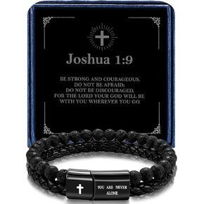 سوار مسيحي ملهمة للرجال ، أساور حبة الصخور الحمم البركانية الشفاء الموازنة in Kuwait