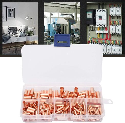 Copper Connecting Tube, 250 Pcs Red Copper Connecting Tube, GT1-6mm Intermediate Wire Joint Tube Connector, for Connecting Electric Cable in Saudi Arabia