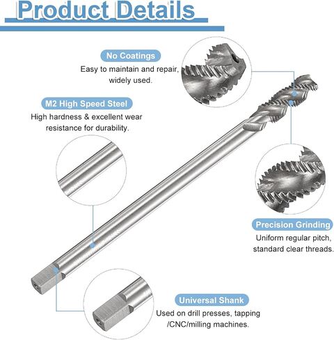Uxcell Spiral Flute Thread Taps 5/16-18 UNC 2B Machine Threading Bit ، أداة إصلاح المسمار غير المصممة ، M2 Steel High Seed (HSS) in Saudi Arabia