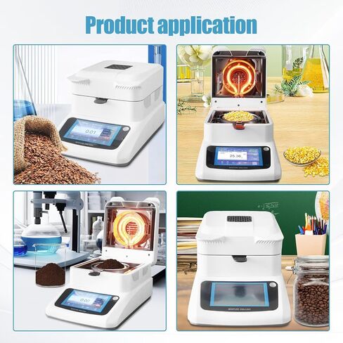Moisture Analyzer with Rapid Heating & Drying (40-160°C) 120g-0.001g High-Precision Halogen Moisture Balance Moisture Determination for Food, Plants, Construction Materials 110V in Kuwait