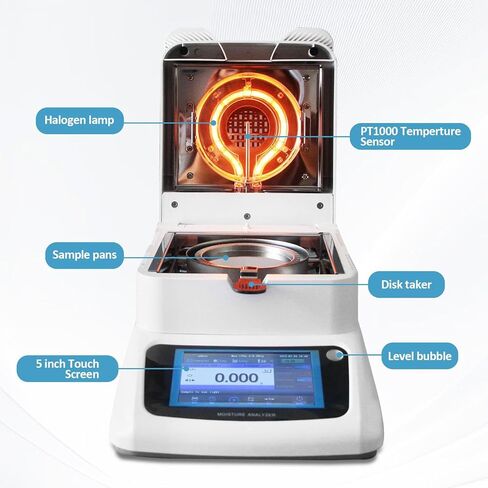 Moisture Analyzer with 120g-0.001g Precision Fast Heating & Drying (40-160°C) Ideal for Quick Moisture Testing in Food, Plants, and Building Materials in Kuwait