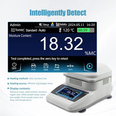 Moisture Analyzer with 120g-0.001g Precision Fast Heating & Drying (40-160°C) Ideal for Quick Moisture Testing in Food, Plants, and Building Materials in Saudi Arabia