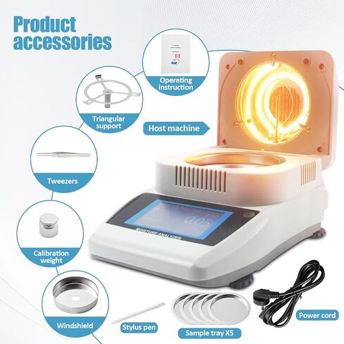 Moisture Analyzer with 120g-0.001g Precision Fast Heating & Drying (40-160°C) Ideal for Quick Moisture Testing in Food, Plants, and Building Materials in Saudi Arabia