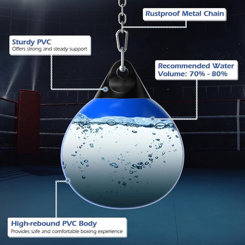 Goplus Water Aqua Bag, 21'' 180 Pound /18" 110 Pound Heavy Punching Bag with Adjustable Metal Chain, Water Injection Hose, Boxing Training Bag for Adults Fitness, MMA in Kuwait
