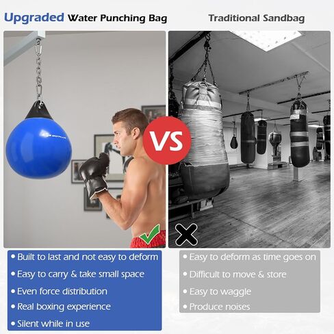 Goplus Water Aqua Bag, 21'' 180 Pound /18" 110 Pound Heavy Punching Bag with Adjustable Metal Chain, Water Injection Hose, Boxing Training Bag for Adults Fitness, MMA in Kuwait