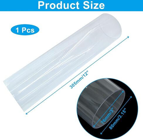 Piutouyar Round Clear Rigid Tubing Pipe,3 Inch (76 mm) ID x 3.15 Inch (80 mm) OD x 12 Inch (305 mm) Length Rigid Tubing Plastic Polycarbonate Tube in Saudi Arabia