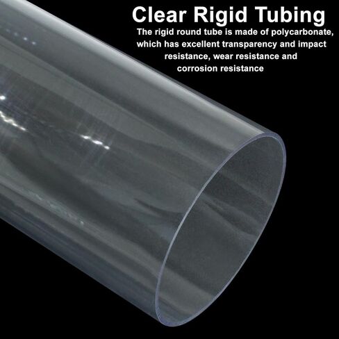 Piutouyar Round Clear Rigid Tubing Pipe,3 Inch (76 mm) ID x 3.15 Inch (80 mm) OD x 12 Inch (305 mm) Length Rigid Tubing Plastic Polycarbonate Tube in Saudi Arabia