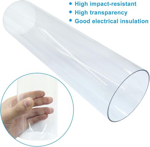 Piutouyar Round Clear Rigid Tubing Pipe,3 Inch (76 mm) ID x 3.15 Inch (80 mm) OD x 12 Inch (305 mm) Length Rigid Tubing Plastic Polycarbonate Tube in Saudi Arabia