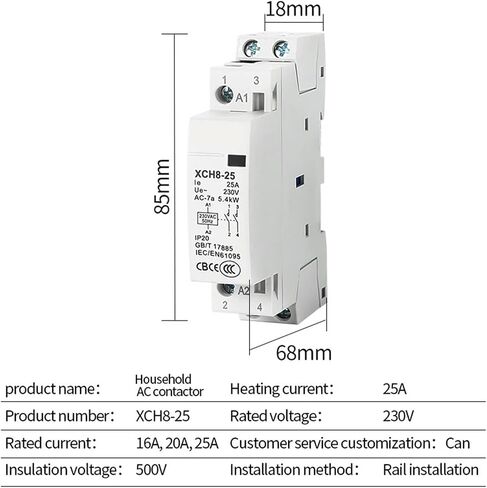 2P 16A/20A/25A AC Din Rail Modular Contactor 220V/230V 50/60Hz 1NO 1NC 2NO 2NC Household Control Switch (16A-2NC) in Saudi Arabia