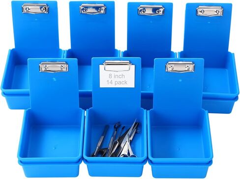 14 Pcs Large Size Dental Lab Working Pan Plastic Pans Dental Pan with Matching Clip/Flap/Pin Board for Holding Notes, Job Cards, Dark Blue in Saudi Arabia