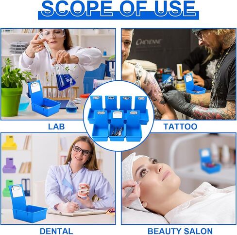 14 Pcs Large Size Dental Lab Working Pan Plastic Pans Dental Pan with Matching Clip/Flap/Pin Board for Holding Notes, Job Cards, Dark Blue in Saudi Arabia
