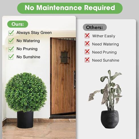 25.6" Artificial Lavender Topiary Ball Plants, 2 Pack Faux Bushes with Spike – UV Resistant & Fade Resistant Artificial Shrubs, Fake Evergreen Trees for Indoor Outdoor Front Porch Garden in Saudi Arabia