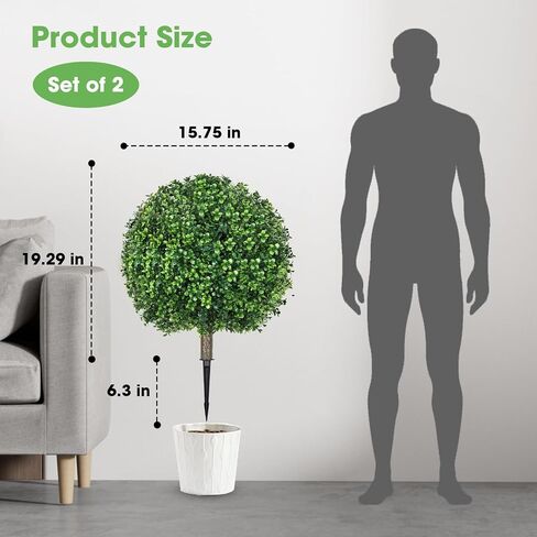 25.6" Artificial Lavender Topiary Ball Plants, 2 Pack Faux Bushes with Spike – UV Resistant & Fade Resistant Artificial Shrubs, Fake Evergreen Trees for Indoor Outdoor Front Porch Garden in Saudi Arabia