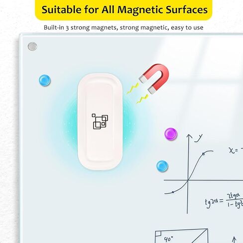 maxtek Magnetic Dry Erase Eraser, Glass Board Erasers, 2 Pack, Whiteboard Eraser for Dry Erase Board, Glass Board, Calendar Board, Office and School Supplies (Pure White) in Kuwait