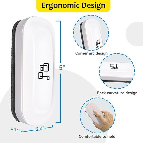maxtek Magnetic Dry Erase Eraser, Glass Board Erasers, 2 Pack, Whiteboard Eraser for Dry Erase Board, Glass Board, Calendar Board, Office and School Supplies (Pure White) in Kuwait