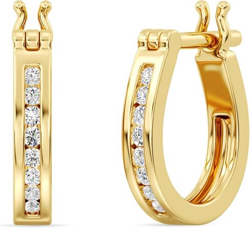 Gilded Lab-Grown Diamond Fashion Hoop Earrings, 1/4 CTTW, SI1 F Color, Sterling Silver & 14K Gold-Plated, Elegant & Ethical Jewelry for Women, Gift Box Included, Perfect for Anniversaries & Gifts in Saudi Arabia