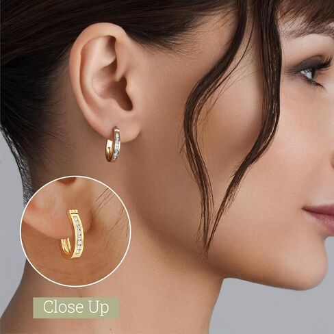 Gilded Lab-Grown Diamond Fashion Hoop Earrings, 1/4 CTTW, SI1 F Color, Sterling Silver & 14K Gold-Plated, Elegant & Ethical Jewelry for Women, Gift Box Included, Perfect for Anniversaries & Gifts in Saudi Arabia