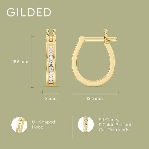 Gilded Lab-Grown Diamond Fashion Hoop Earrings, 1/4 CTTW, SI1 F Color, Sterling Silver & 14K Gold-Plated, Elegant & Ethical Jewelry for Women, Gift Box Included, Perfect for Anniversaries & Gifts in Saudi Arabia