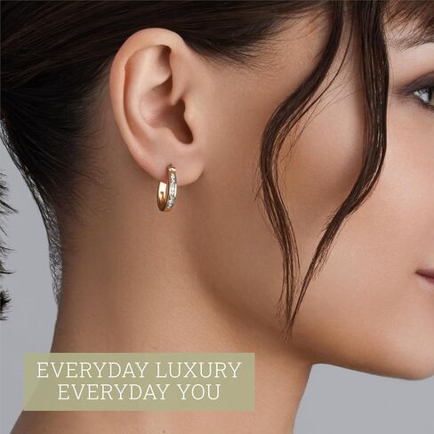 Gilded Lab-Grown Diamond Fashion Hoop Earrings, 1/4 CTTW, SI1 F Color, Sterling Silver & 14K Gold-Plated, Elegant & Ethical Jewelry for Women, Gift Box Included, Perfect for Anniversaries & Gifts in Saudi Arabia