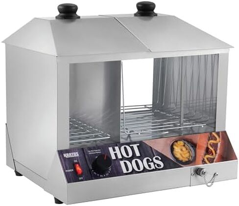 Kratos Countertop Electric Hot Dog Steamer, Commercial Hot Dog/Bun Merchandiser, Holds 200 Hot Dogs and 48 Buns, Stainless Steel, 120V, 1300W (29M-056) in Saudi Arabia
