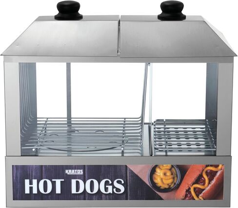 Kratos Countertop Electric Hot Dog Steamer, Commercial Hot Dog/Bun Merchandiser, Holds 200 Hot Dogs and 48 Buns, Stainless Steel, 120V, 1300W (29M-056) in Saudi Arabia